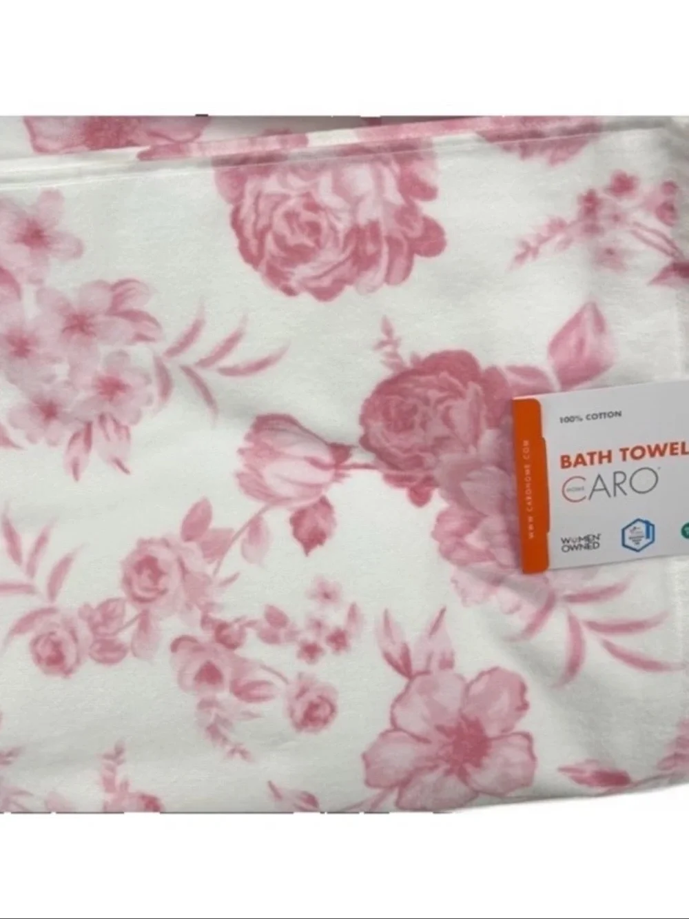 Caro Home Pink and White Floral Soft Cotton Bath Towels Set of 2